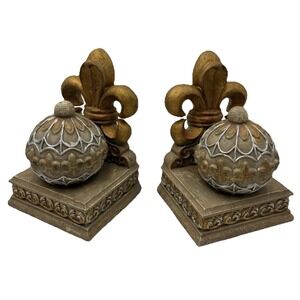 Fluer de Lis Bookends Heavy Set of Two Home Decor Home Decor